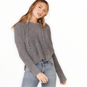 POL Berber Fleece Cozy Fuzzy Hooded Sweater Grey Gray‎ Size Medium